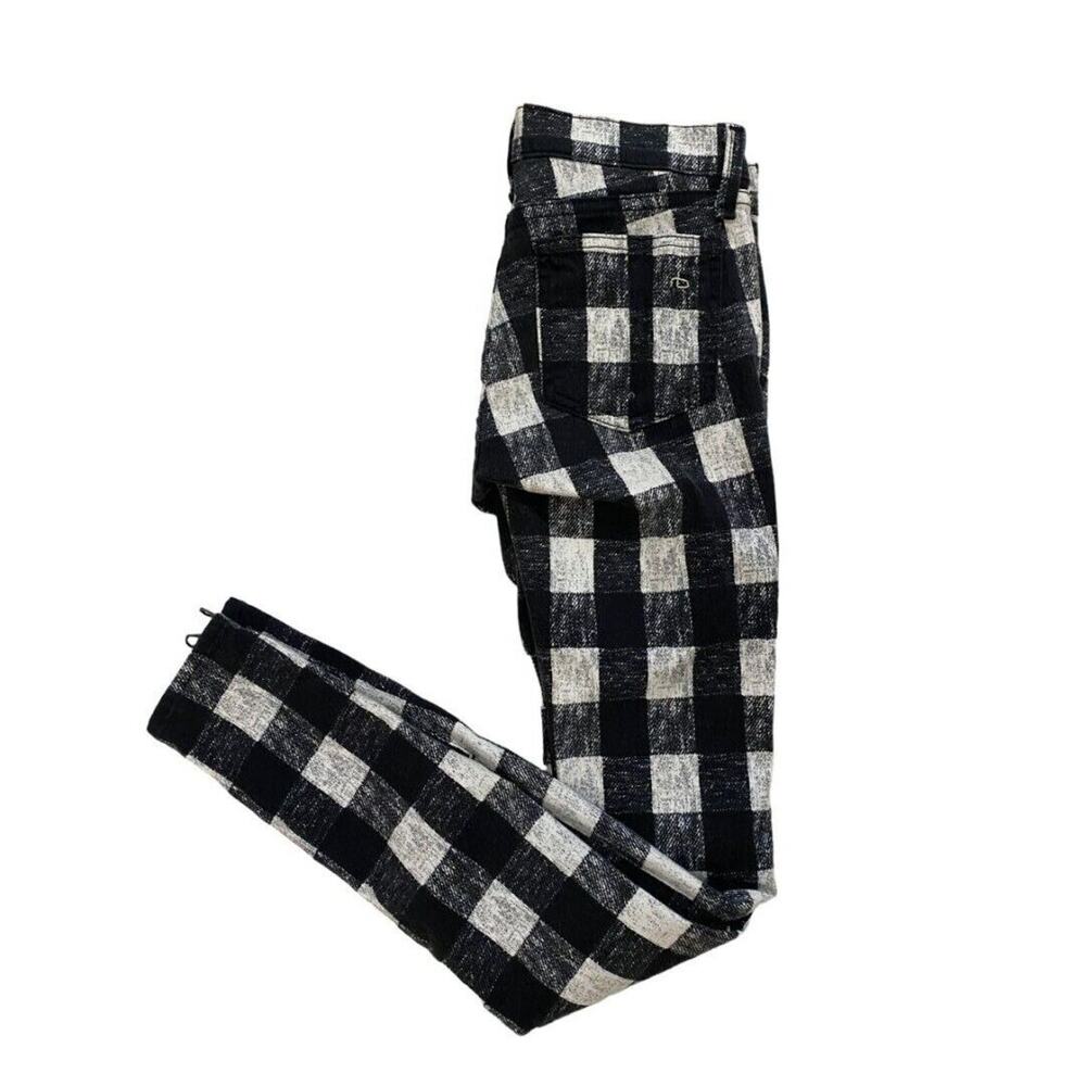 24 Rag & Bone Black and White Checked Skinny Jeans‎ Zippers